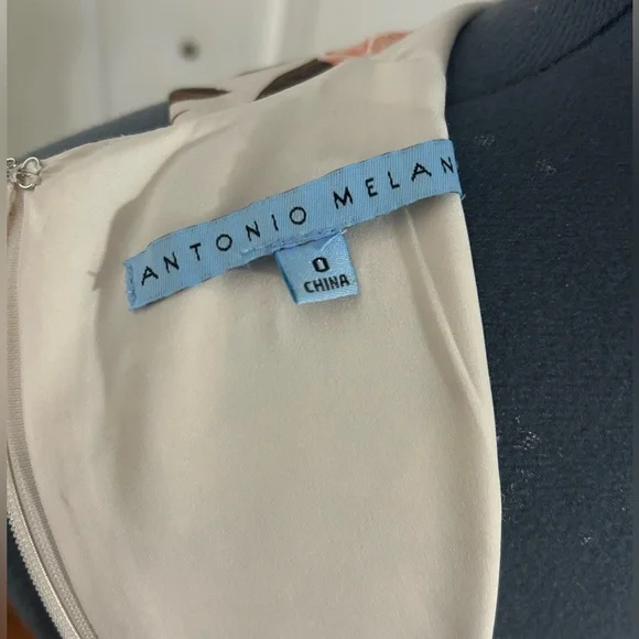 ANTONIO MELANI Ivory Floral Sheath Dress with Pink and Orange Blooms - Picture 5 of 6